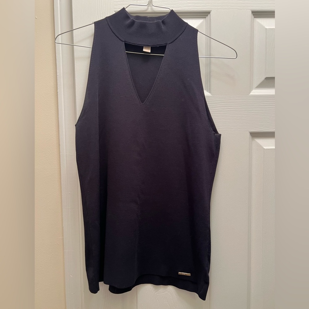 Michael Kors navy halter neck sleeveless sweater. Work once. Like new. Large.